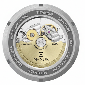 Nexus Elgin Revival Edition GMT caseback Miyota 9075 movement titanium sapphire